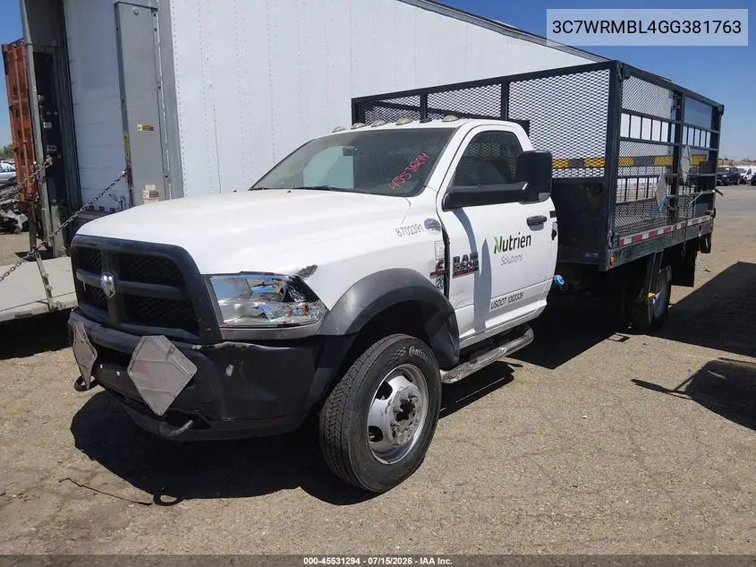 2016 Ram 5500 Chassis Tradesman/Slt VIN: 3C7WRMBL4GG381763 Lot: 45531294