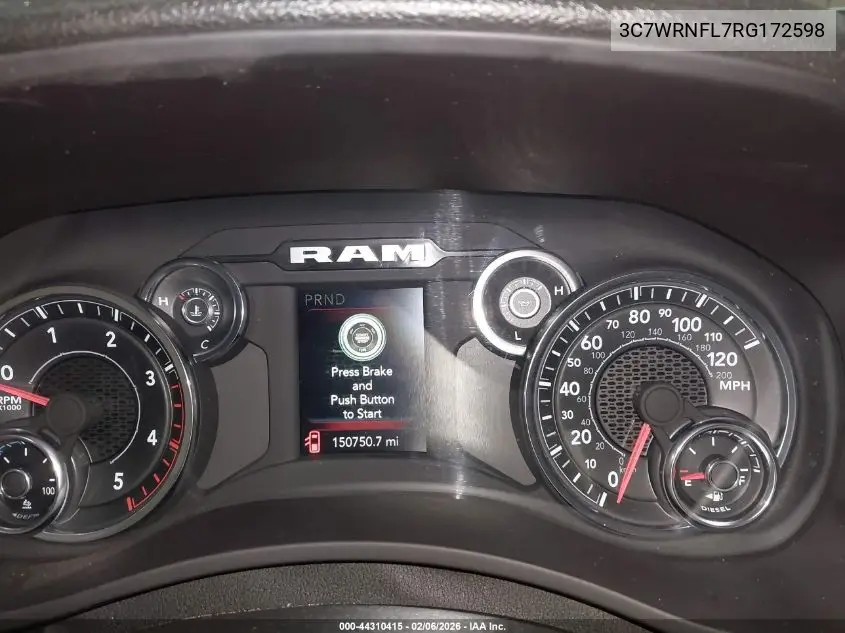 2024 Ram 5500 Chassis Tradesman/Slt/Laramie/Limited VIN: 3C7WRNFL7RG172598 Lot: 44310415