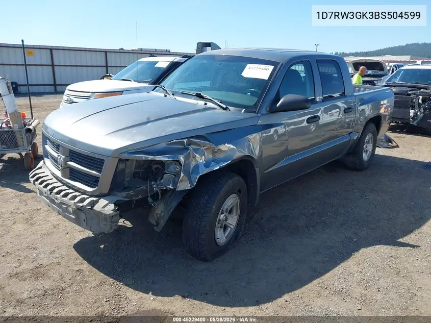 2011 Ram Dakota Sxt VIN: 1D7RW3GK3BS504599 Lot: 45229400
