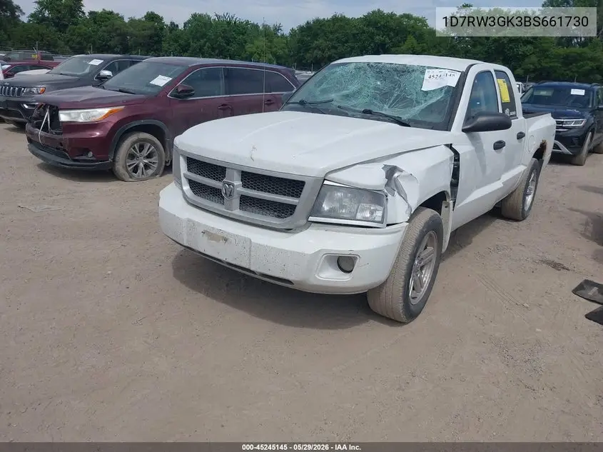 2011 Ram Dakota Bighorn/Lonestar VIN: 1D7RW3GK3BS661730 Lot: 45245145