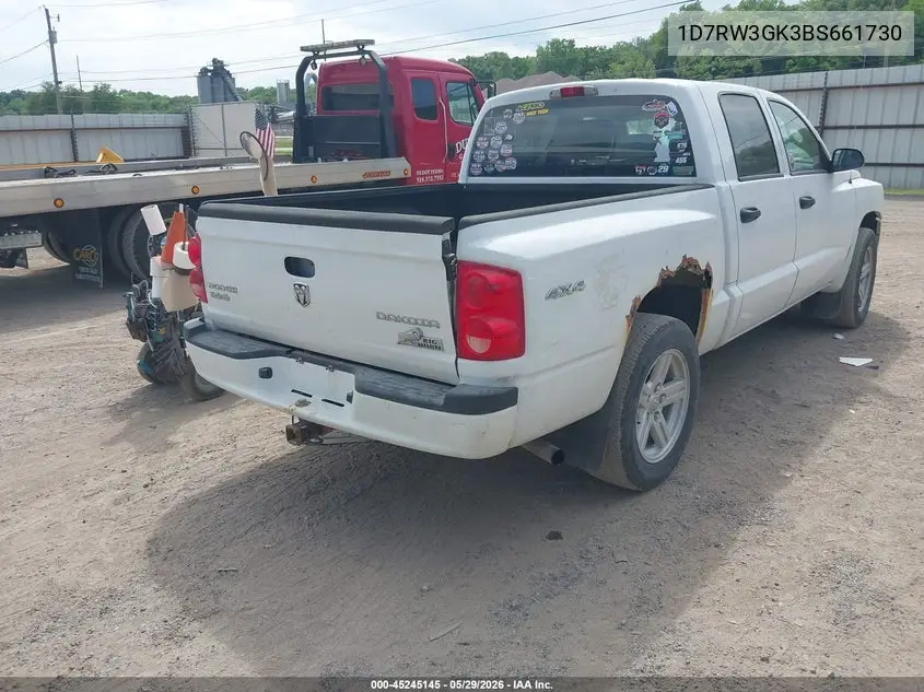 2011 Ram Dakota Bighorn/Lonestar VIN: 1D7RW3GK3BS661730 Lot: 45245145