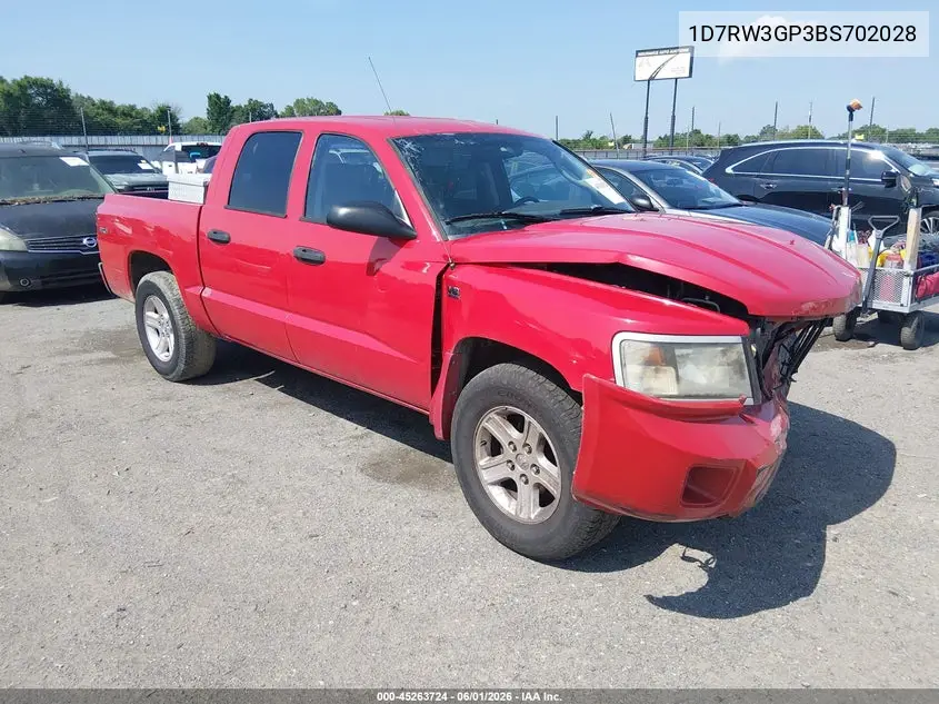 2011 Ram Dakota Bighorn/Lonestar VIN: 1D7RW3GP3BS702028 Lot: 45263724
