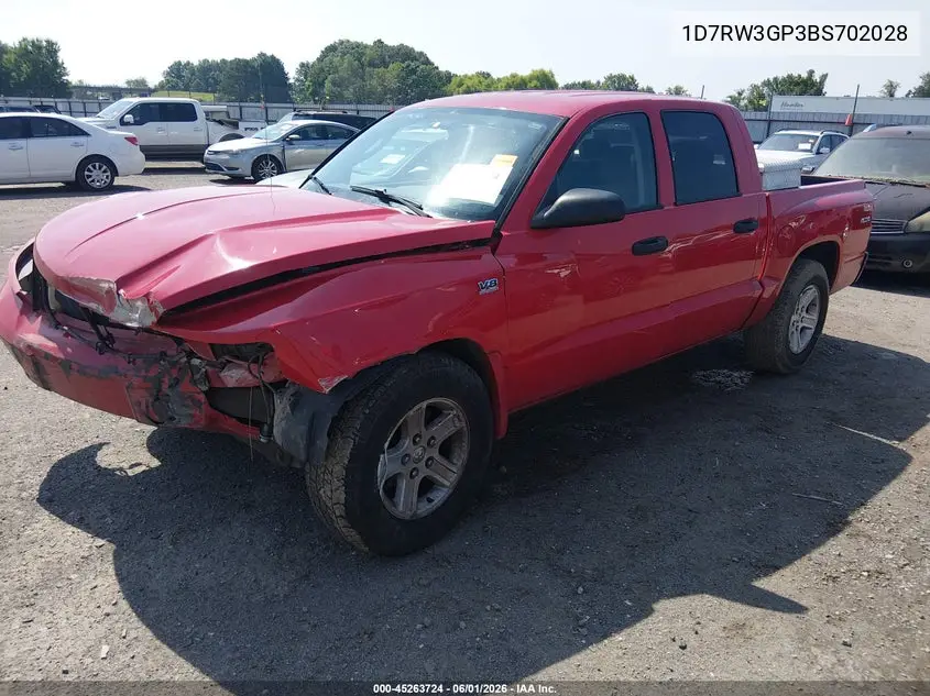 2011 Ram Dakota Bighorn/Lonestar VIN: 1D7RW3GP3BS702028 Lot: 45263724