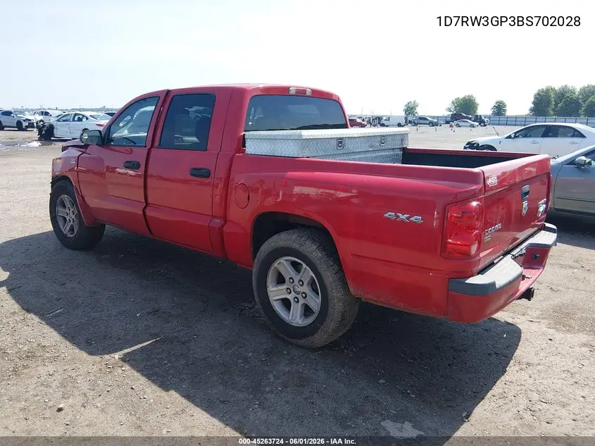 2011 Ram Dakota Bighorn/Lonestar VIN: 1D7RW3GP3BS702028 Lot: 45263724