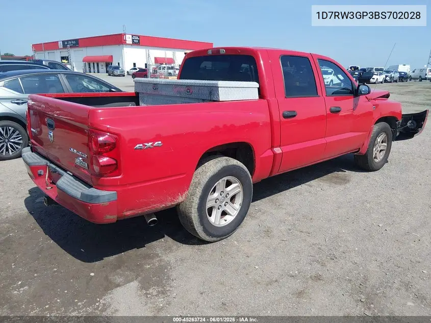 2011 Ram Dakota Bighorn/Lonestar VIN: 1D7RW3GP3BS702028 Lot: 45263724