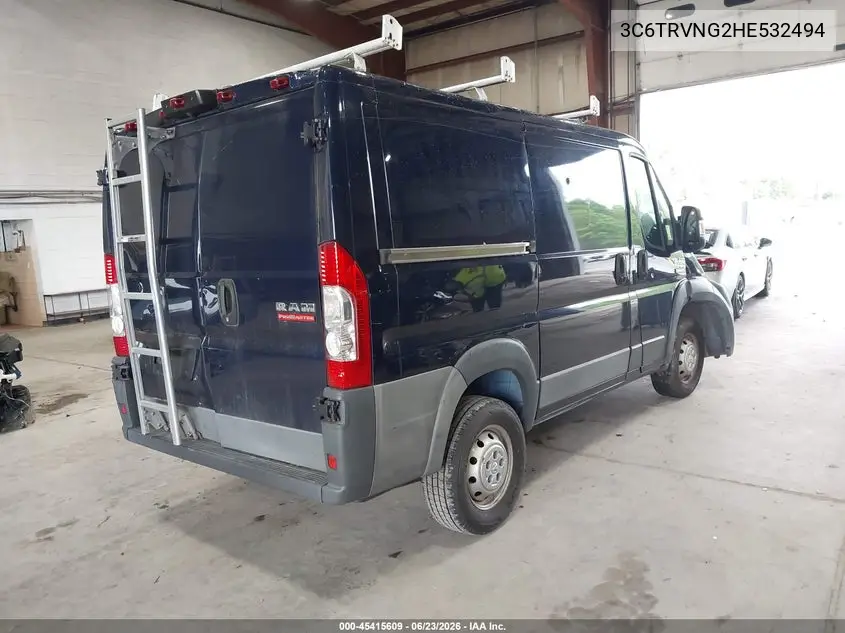 2017 Ram Promaster 1500 Low Roof 118 Wb VIN: 3C6TRVNG2HE532494 Lot: 45415609