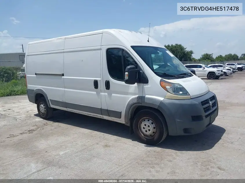 2017 Ram Promaster 2500 High Roof 159 Wb VIN: 3C6TRVDG4HE517478 Lot: 45436304