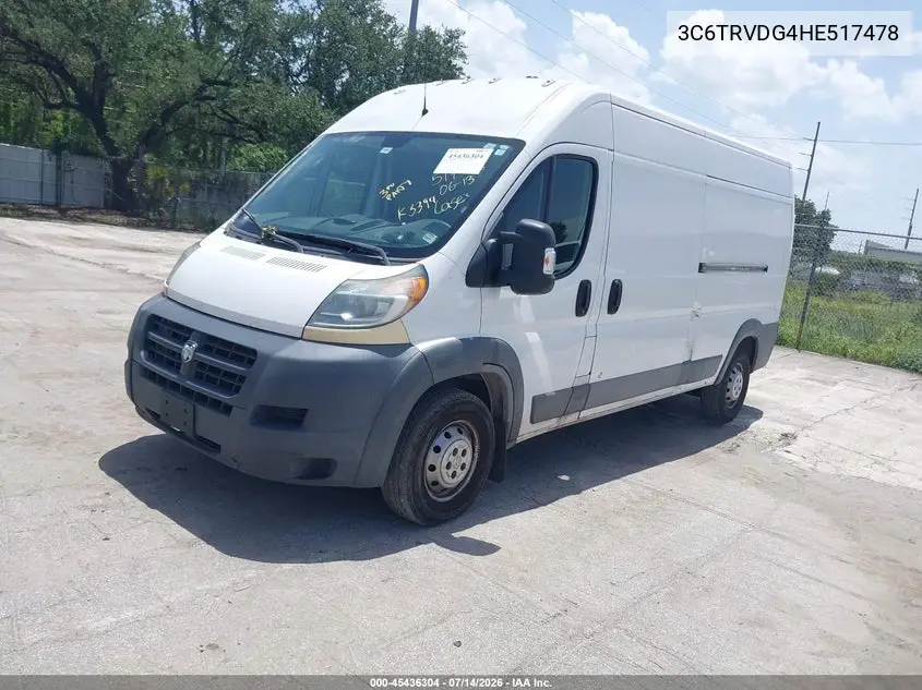 2017 Ram Promaster 2500 High Roof 159 Wb VIN: 3C6TRVDG4HE517478 Lot: 45436304