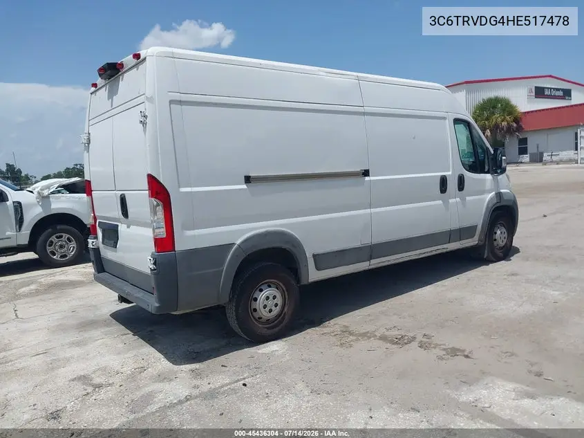 2017 Ram Promaster 2500 High Roof 159 Wb VIN: 3C6TRVDG4HE517478 Lot: 45436304