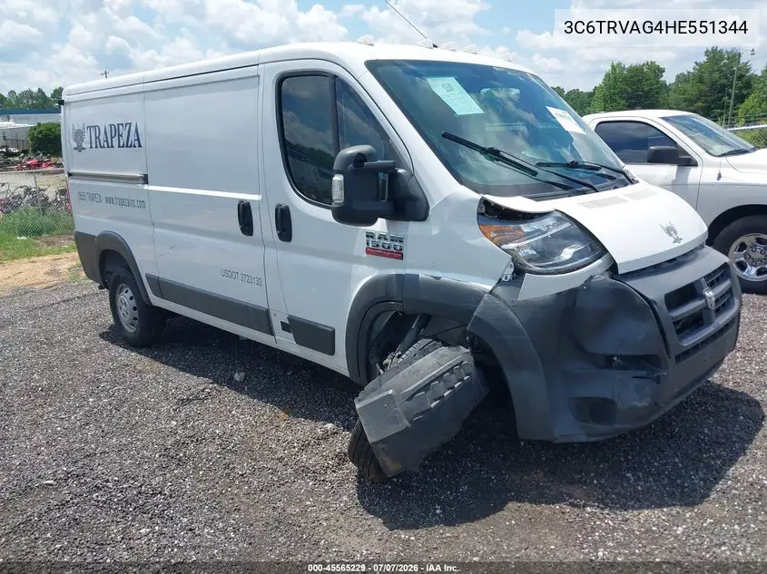 2017 Ram Promaster 1500 Low Roof 136 Wb VIN: 3C6TRVAG4HE551344 Lot: 45565229