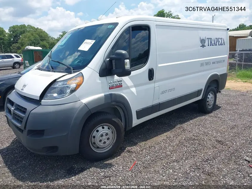2017 Ram Promaster 1500 Low Roof 136 Wb VIN: 3C6TRVAG4HE551344 Lot: 45565229