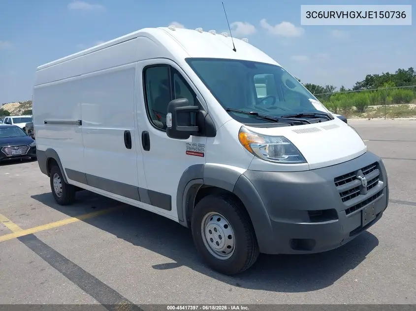 2018 Ram Promaster 3500 High Roof 159 Wb VIN: 3C6URVHGXJE150736 Lot: 45417397