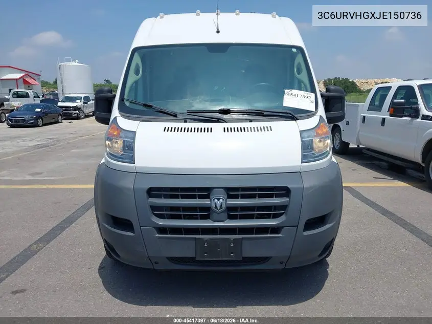 2018 Ram Promaster 3500 High Roof 159 Wb VIN: 3C6URVHGXJE150736 Lot: 45417397