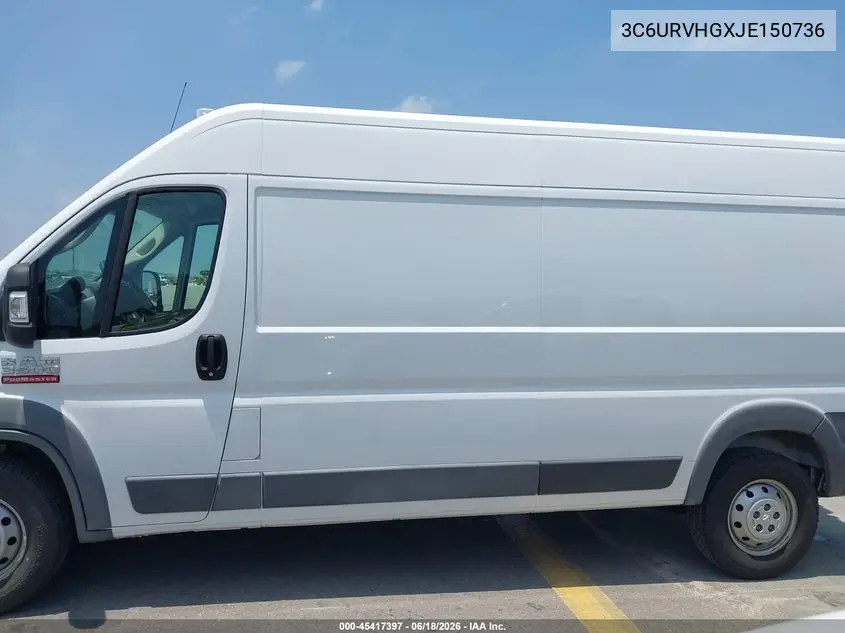 2018 Ram Promaster 3500 High Roof 159 Wb VIN: 3C6URVHGXJE150736 Lot: 45417397