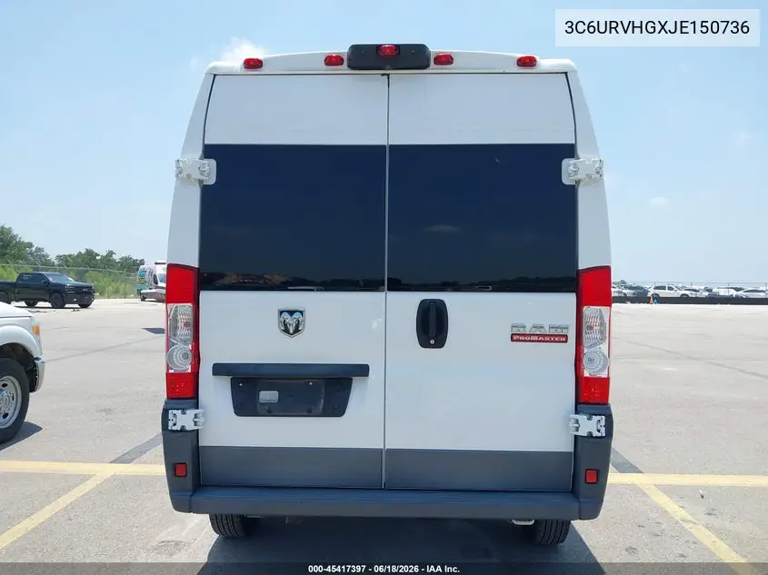 2018 Ram Promaster 3500 High Roof 159 Wb VIN: 3C6URVHGXJE150736 Lot: 45417397