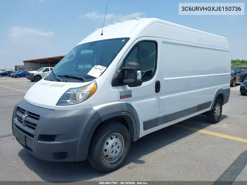 2018 Ram Promaster 3500 High Roof 159 Wb VIN: 3C6URVHGXJE150736 Lot: 45417397