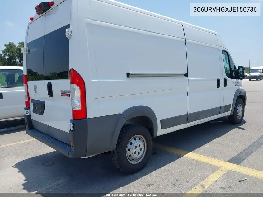 2018 Ram Promaster 3500 High Roof 159 Wb VIN: 3C6URVHGXJE150736 Lot: 45417397
