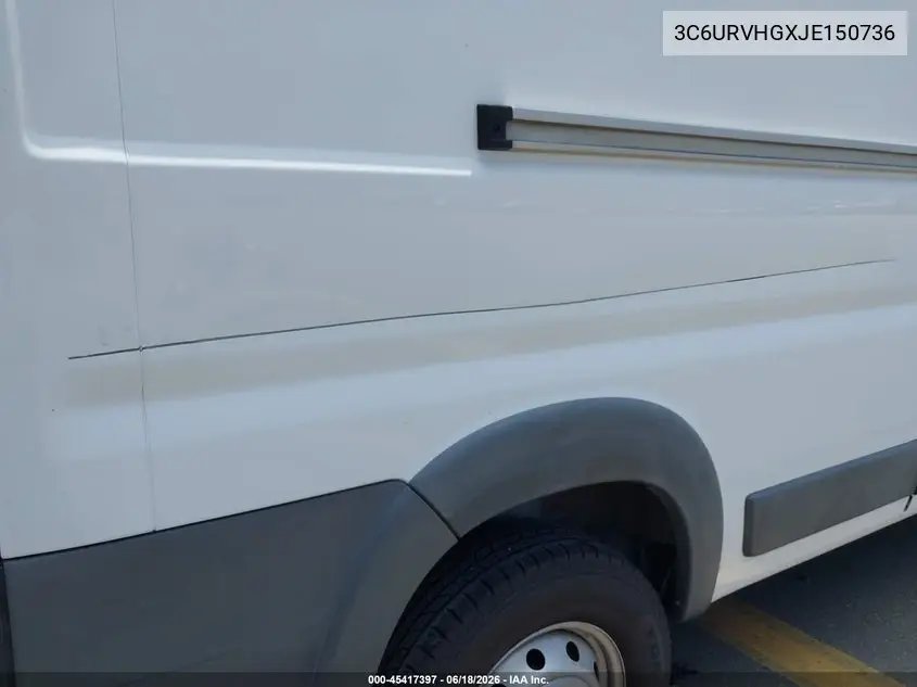2018 Ram Promaster 3500 High Roof 159 Wb VIN: 3C6URVHGXJE150736 Lot: 45417397