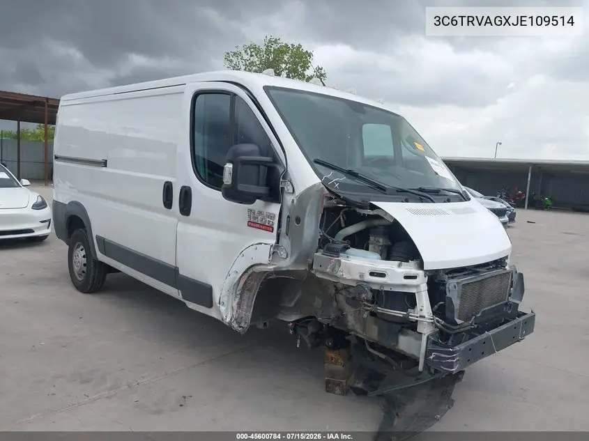 2018 Ram Promaster 1500 Low Roof 136 Wb VIN: 3C6TRVAGXJE109514 Lot: 45600784