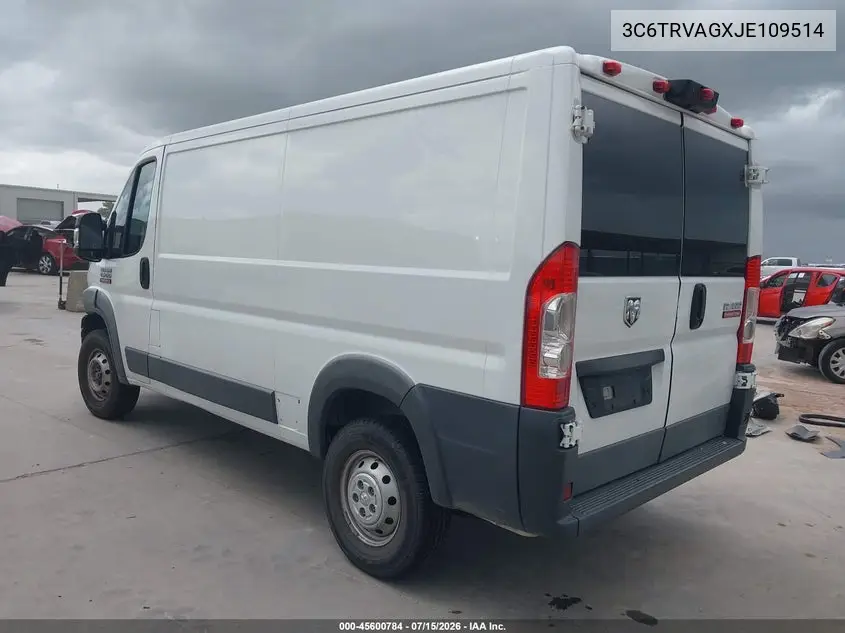 2018 Ram Promaster 1500 Low Roof 136 Wb VIN: 3C6TRVAGXJE109514 Lot: 45600784