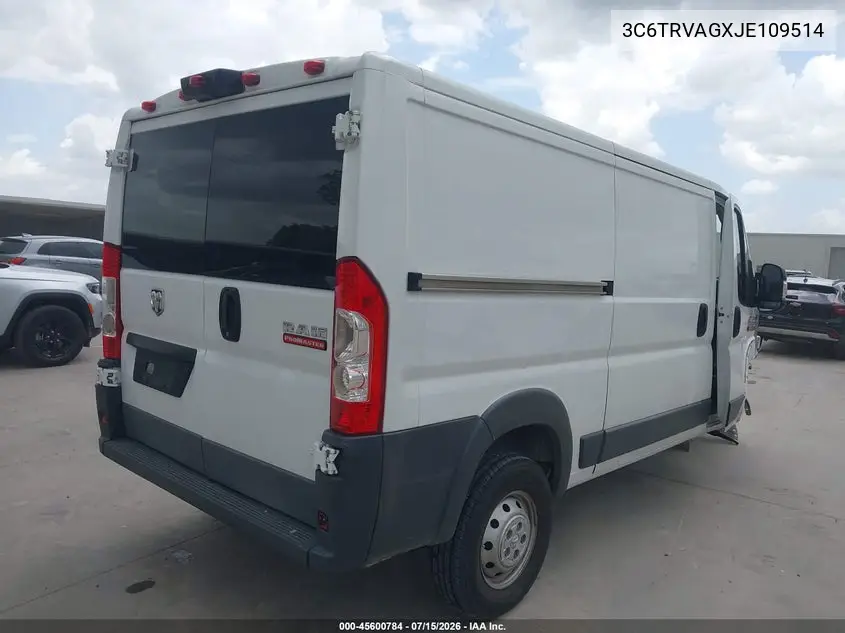 2018 Ram Promaster 1500 Low Roof 136 Wb VIN: 3C6TRVAGXJE109514 Lot: 45600784