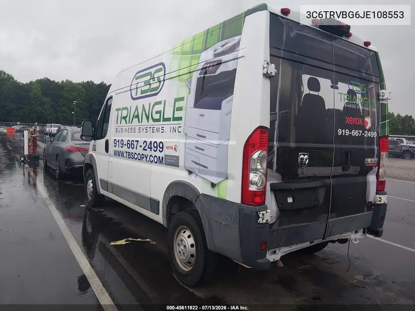 2018 Ram Promaster 1500 High Roof 136 Wb VIN: 3C6TRVBG6JE108553 Lot: 45611922
