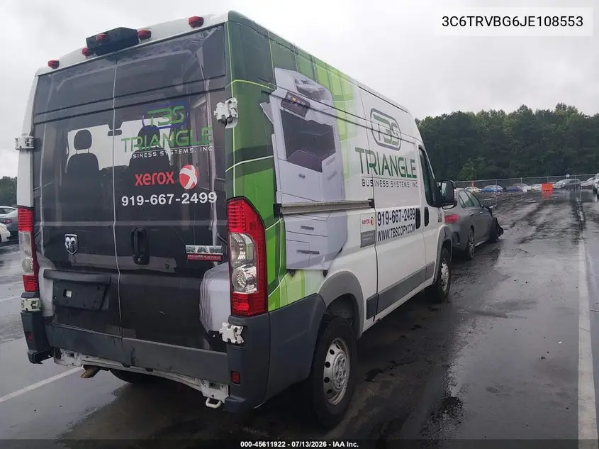 2018 Ram Promaster 1500 High Roof 136 Wb VIN: 3C6TRVBG6JE108553 Lot: 45611922