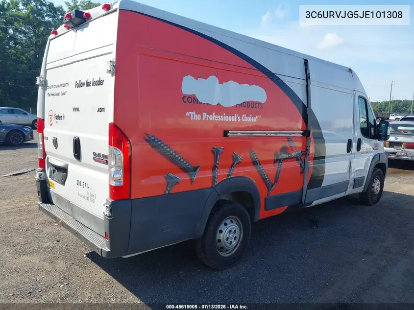 2018 Ram Promaster 3500 Cargo Van High Roof 159 Wb Ext VIN: 3C6URVJG5JE101308 Lot: 45615005