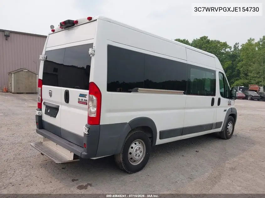 2018 Ram Promaster 2500 Window Van High Roof 159 Wb VIN: 3C7WRVPGXJE154730 Lot: 45648241