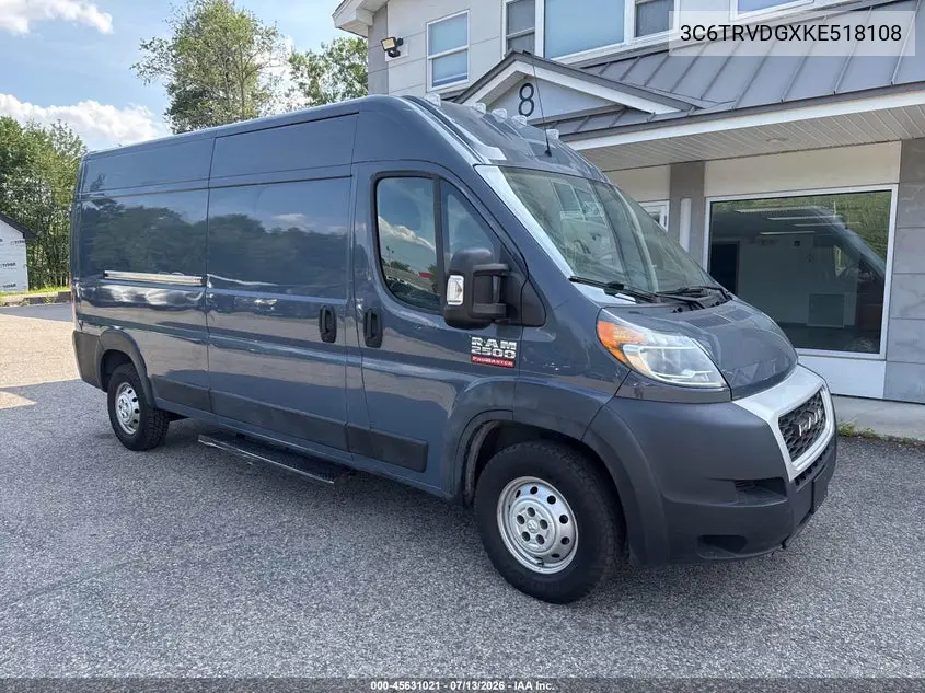 2019 Ram Promaster 2500 2500 High VIN: 3C6TRVDGXKE518108 Lot: 45631021