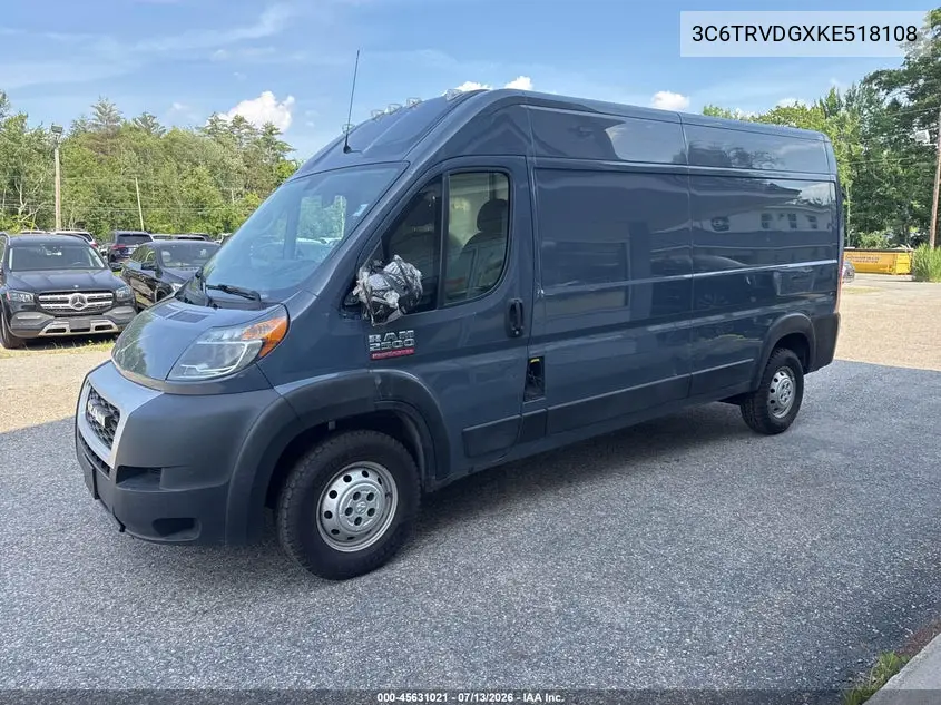2019 Ram Promaster 2500 2500 High VIN: 3C6TRVDGXKE518108 Lot: 45631021
