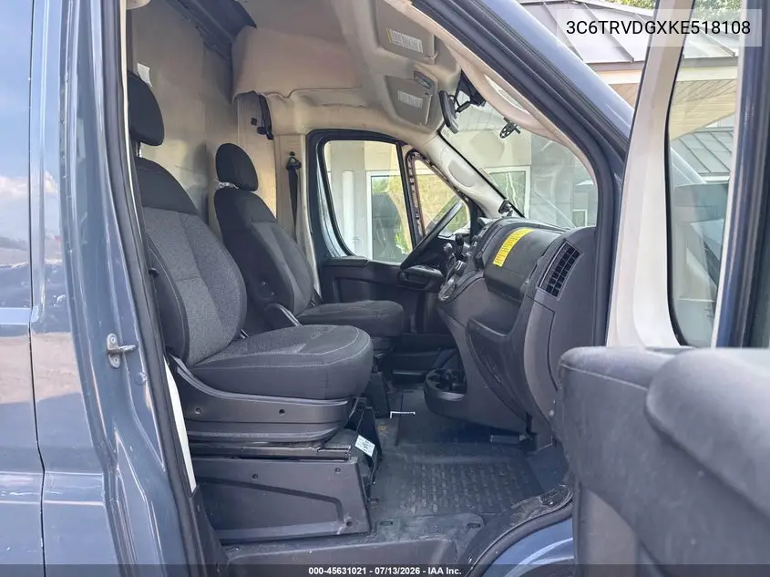 2019 Ram Promaster 2500 2500 High VIN: 3C6TRVDGXKE518108 Lot: 45631021