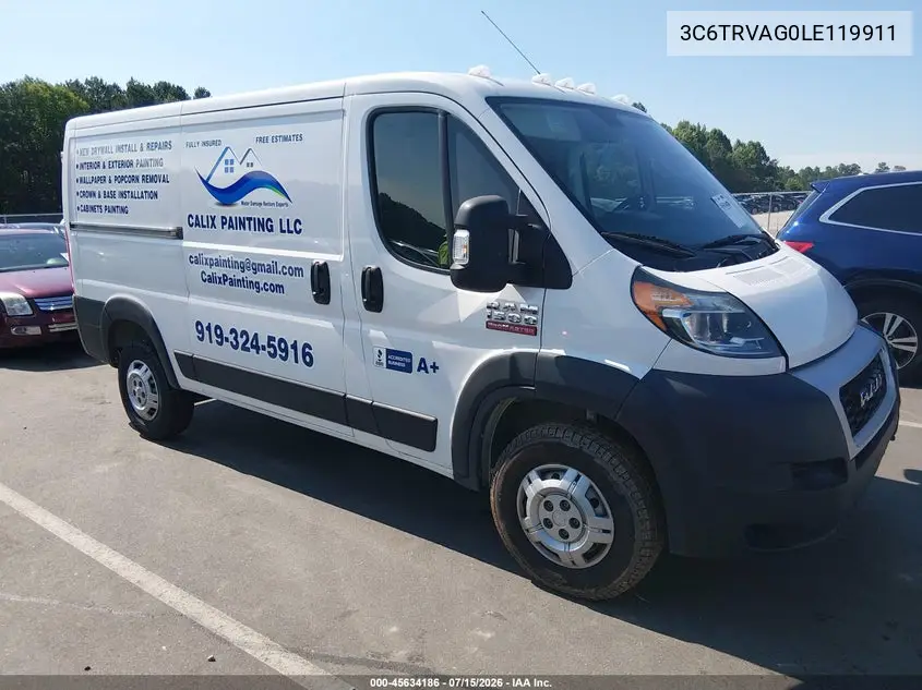 2020 Ram Promaster 1500 Low Roof 136 Wb VIN: 3C6TRVAG0LE119911 Lot: 45634186