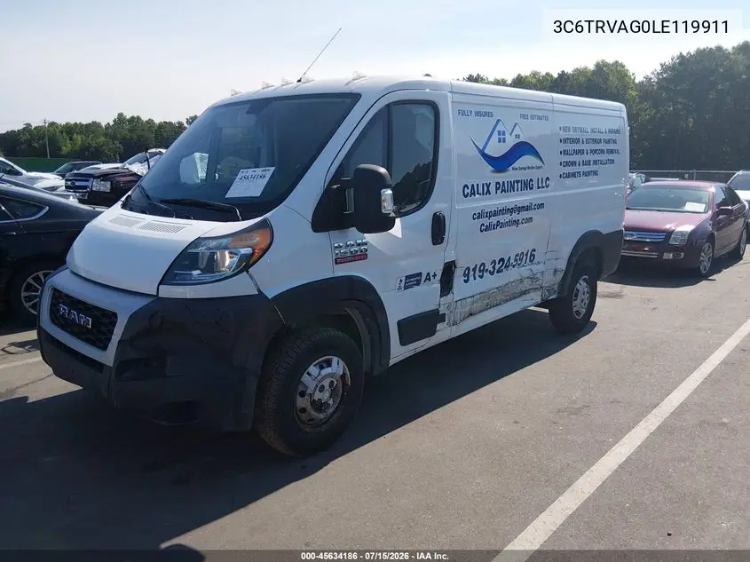 2020 Ram Promaster 1500 Low Roof 136 Wb VIN: 3C6TRVAG0LE119911 Lot: 45634186