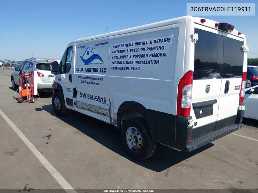 2020 Ram Promaster 1500 Low Roof 136 Wb VIN: 3C6TRVAG0LE119911 Lot: 45634186