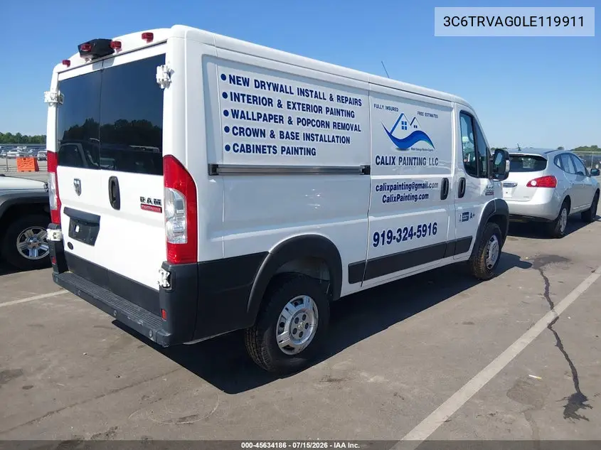 2020 Ram Promaster 1500 Low Roof 136 Wb VIN: 3C6TRVAG0LE119911 Lot: 45634186