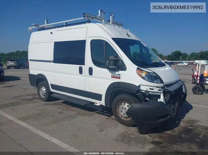 2021 Ram Promaster 1500 High Roof 136 Wb VIN: 3C6LRVBGXME519992 Lot: 45306055