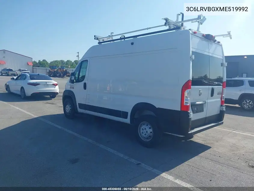 2021 Ram Promaster 1500 High Roof 136 Wb VIN: 3C6LRVBGXME519992 Lot: 45306055