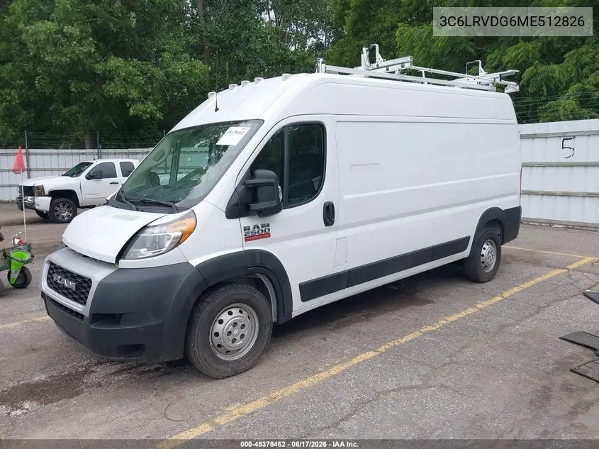 2021 Ram Promaster 2500 High Roof 159 Wb VIN: 3C6LRVDG6ME512826 Lot: 45378462