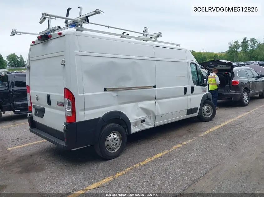 2021 Ram Promaster 2500 High Roof 159 Wb VIN: 3C6LRVDG6ME512826 Lot: 45378462