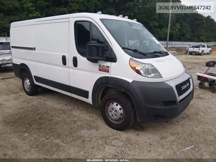 2021 Ram Promaster 2500 Low Roof 136 Wb VIN: 3C6LRVVG3ME547242 Lot: 45395033