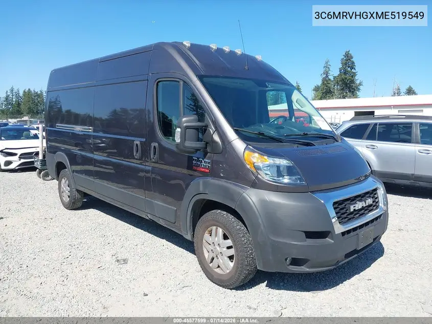 2021 Ram Promaster 3500 High Roof 159 Wb VIN: 3C6MRVHGXME519549 Lot: 45577599
