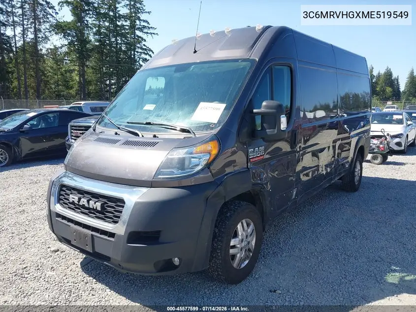 2021 Ram Promaster 3500 High Roof 159 Wb VIN: 3C6MRVHGXME519549 Lot: 45577599