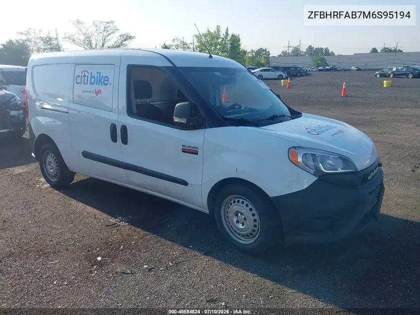 2021 Ram Promaster City Tradesman VIN: ZFBHRFAB7M6S95194 Lot: 45594824
