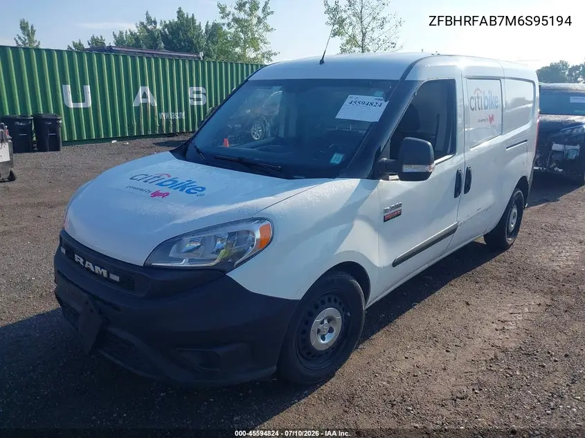 2021 Ram Promaster City Tradesman VIN: ZFBHRFAB7M6S95194 Lot: 45594824