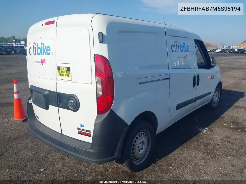 2021 Ram Promaster City Tradesman VIN: ZFBHRFAB7M6S95194 Lot: 45594824
