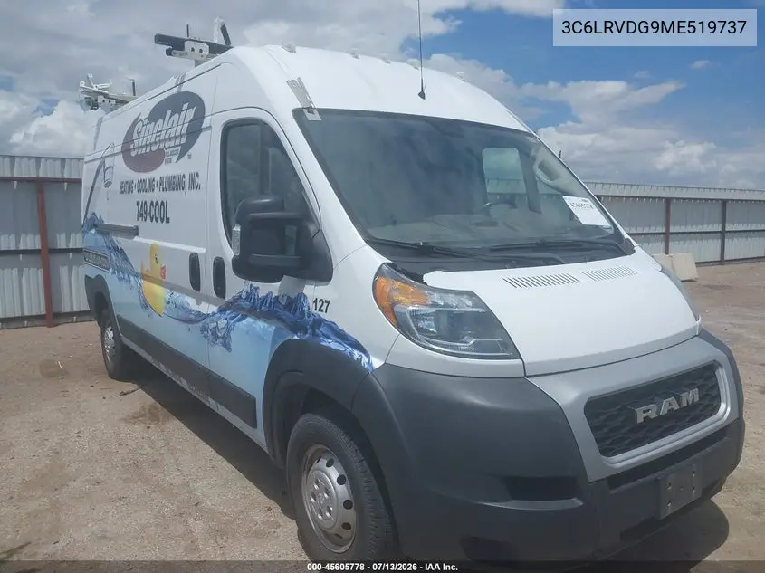 2021 Ram Promaster 2500 High Roof 159 Wb VIN: 3C6LRVDG9ME519737 Lot: 45605778