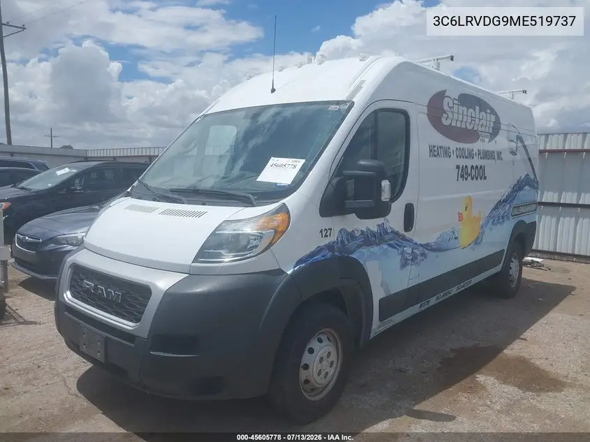 2021 Ram Promaster 2500 High Roof 159 Wb VIN: 3C6LRVDG9ME519737 Lot: 45605778