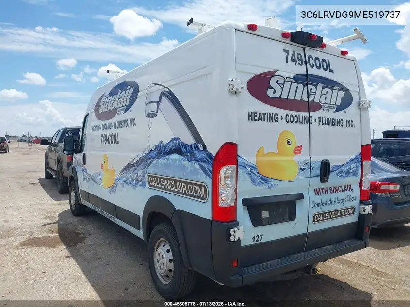 2021 Ram Promaster 2500 High Roof 159 Wb VIN: 3C6LRVDG9ME519737 Lot: 45605778
