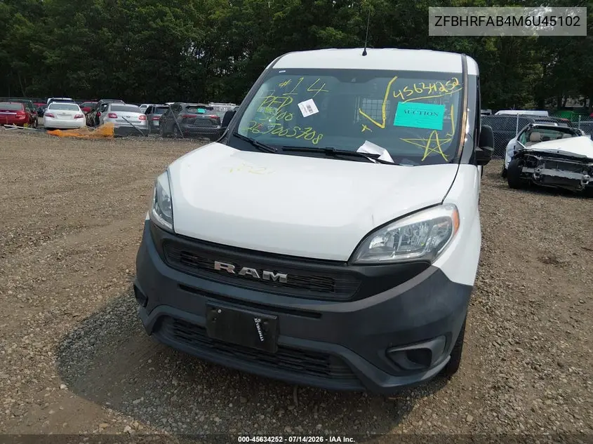 2021 Ram Promaster City Tradesman VIN: ZFBHRFAB4M6U45102 Lot: 45634252